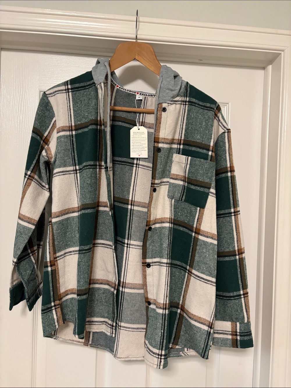 Kids Green Plaid Hooded Shirt-Jacket
